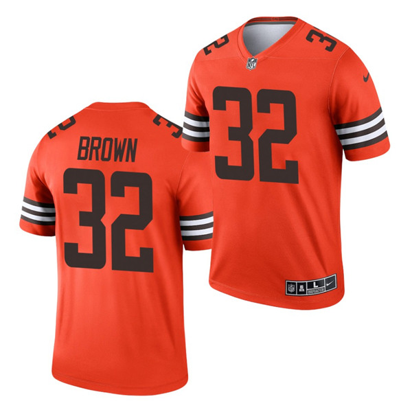 Men's Cleveland Browns #32 Jim Brown Orange Inverted Legend Stitched Football Jersey